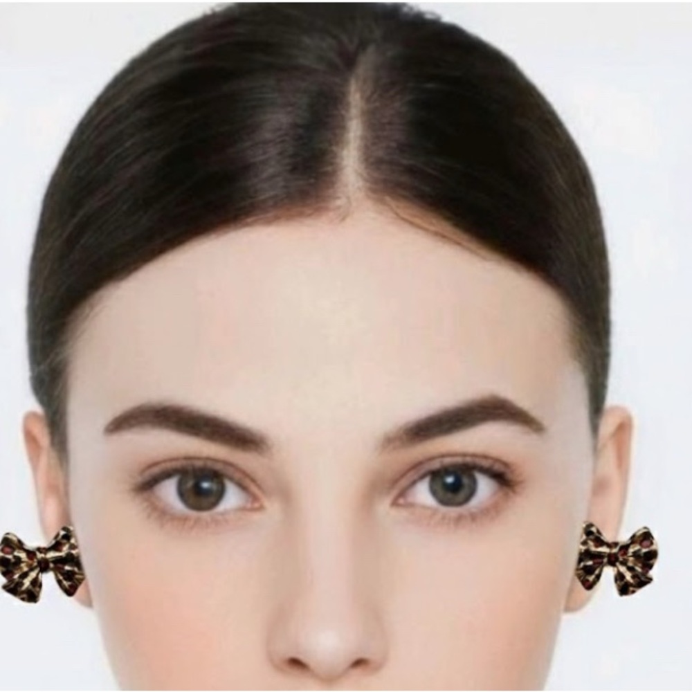 Leopard Print Bow Earrings